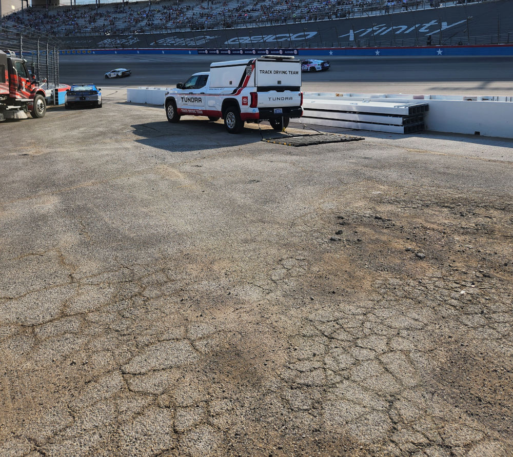 Cracked and chunky asphalt needs to be inspected and swept regularly.